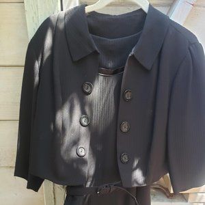 Elegant Vintage Black Dress with Short Cropped Jacket